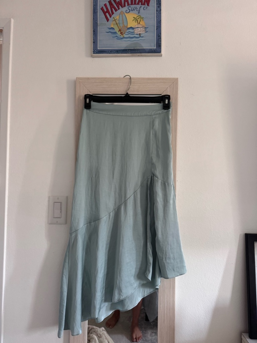 Free People Seafoam Asymmetrical Midi Skirt